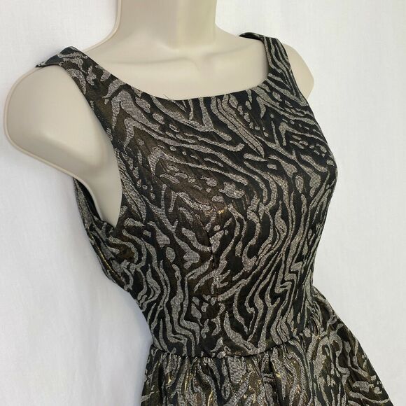 MM Couture Dress Small Animal Print Brown Gold Cutout Back Party Club Miss Me S - Picture 3 of 11